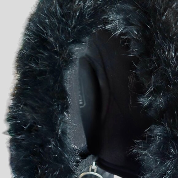 COACH ( 8 ) "FAITH"  Zip-Front Black Monogram Logo Rabbit Fur Boots - Picture 7 of 9